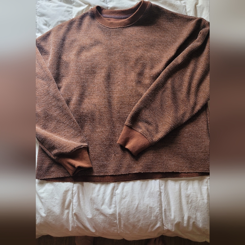Born Primitive Womens  Ribbed Brown Crewneck Sweater